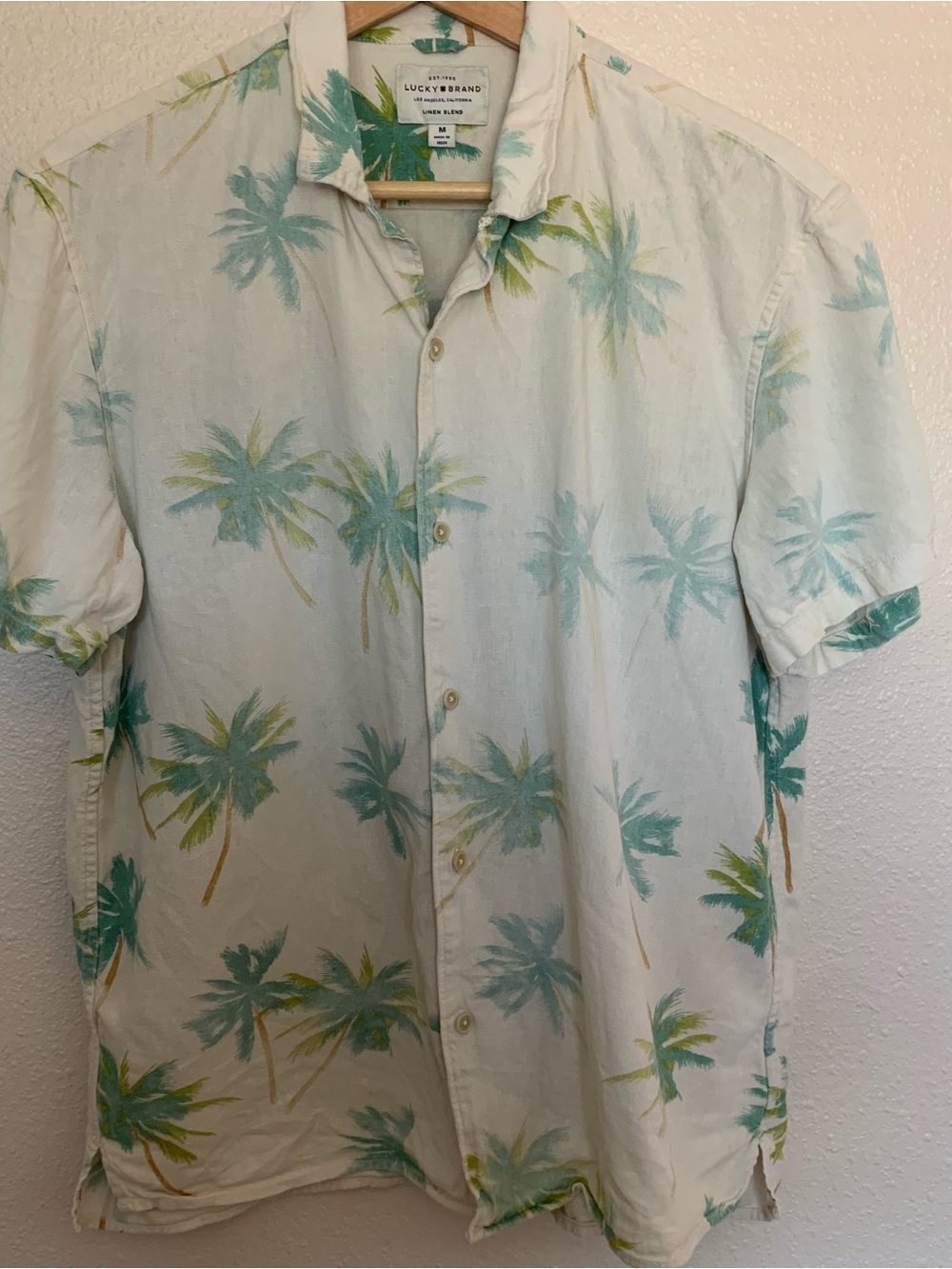 Lucky Brand White Short-Sleeve Palm Tree Print Shirt - Picture 3 of 3